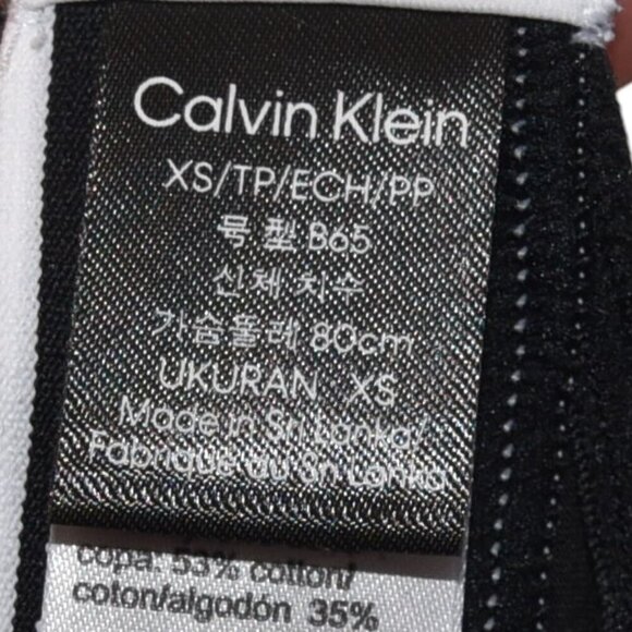 NWT Calvin Klein Triangle Lightly Padded Bra Classic Logo Black White Size XS - Picture 3 of 3
